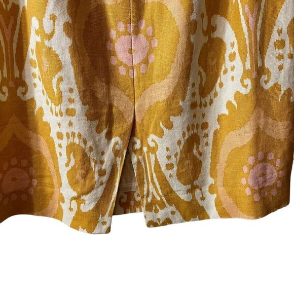 J. Crew Ochre Ikat Linen Print Pencil Skirt Size 2 - Picture 9 of 12